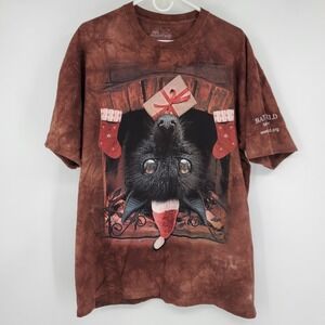 The Mountain Bat World Sanctuary XL T Shirt Christmas Bat Chimney Santa Hat